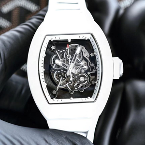 Elegant 055 Men's Casual Mechanical <b>Watch</b> Tonneau <b>Case</b> Sapphire Crystal Dial Hollow Design Luxury Ceramic Water - Product Image 1