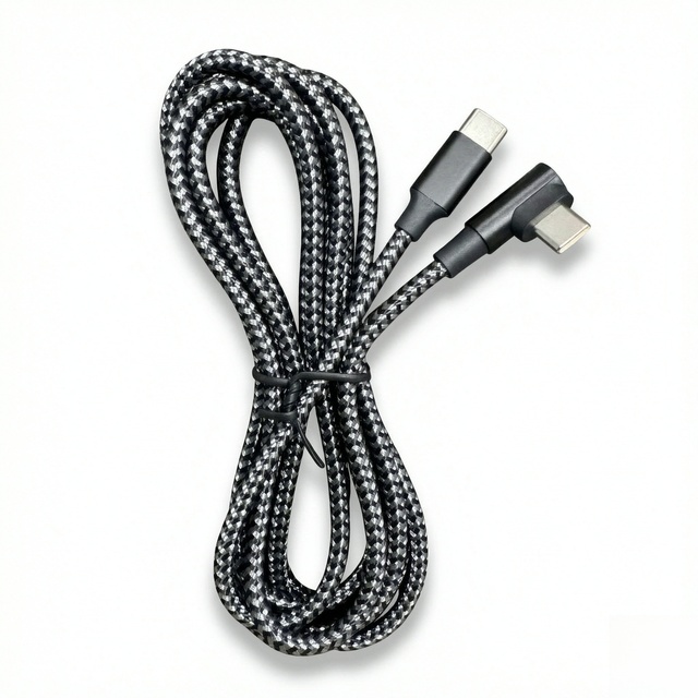 90 Degree Elbow Nylon Braided USB C to USB C Cable 60W PD Fast Charging 480Mbps Data Transfer Gaming Type C Cord Custom Length