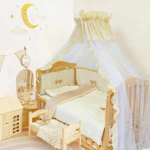 Mosquitera con lazo amarillo cremoso <span class=keywords><strong>de</strong></span> nuevo diseño para cuna <span class=keywords><strong>de</strong></span> bebé con soportes metálicos - Product Image 2