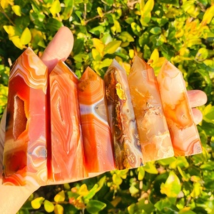 หินคาร์เนเลียนลายธรรมชาติแบบขายส่ง หินอาเกตสีแดงลายเส้นสำหรับบำบัดและตกแต่ง - Product Image 6