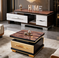 Ensemble meuble TV et table basse, style minimaliste de luxe léger, en MDF et verre trempé, pour salon, mobilier de maison