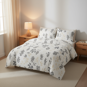 Set Copripiumino con Cerniera 100% Poliestere con Motivo Floreale e Federe, Morbido e Traspirante per un Sonno Confortevole - Product Image 2