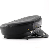 Mode Femmes Chauffeur Chapeau Béret Fiddler Cap Imprimé Léopard Rivet Quatre Saisons Pu Cuir Boucle Chapeau Vintage Chapeau