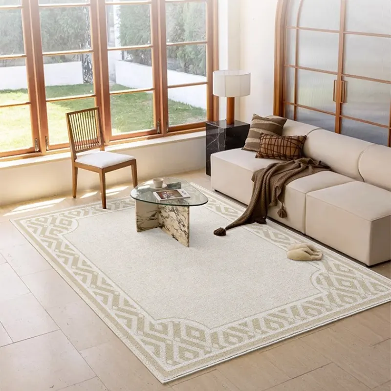 Buona qualità vendita personalizzato 3D grande tappeto soggiorno stile crema Design marrone motivi geometrici di colori