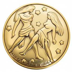 BLAZON ZODIAC GEMINI - Ciondoli con motivo numerico in lega placcata oro 18K, stile bohémien, gioielli religiosi con cristalli, diametro 30mm - Product Image 2