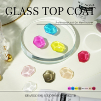 Top Coat en Verre ICE NOVA Marque Privée Vernis à Ongles Tempéré Super Brillant Sans Essuyage Renforce Couverture Gel UV Top Coat