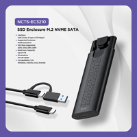 M.2 NVMe SATA SSD Gehäuse USB-C 3.2 10Gbps Externes Festplattengehäuse Adapter Unterstützt 2230/2242/2260/2280 Laptop PC Aluminium