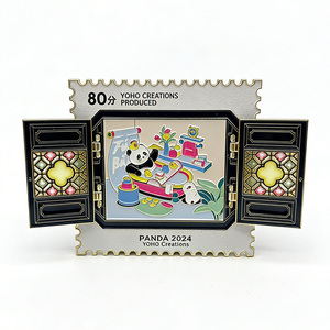 Aimant de réfrigérateur Panda 2024 avec porte à charnière et design émaillé – Cadeau souvenir en métal personnalisé et créatif pour collection de touristes - Product Image 1