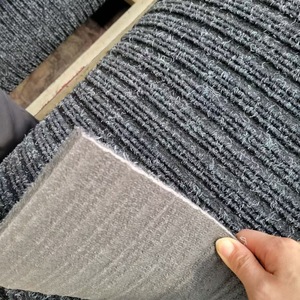 Entrance <b>Mat</b> Grey Striped Polyester Fiber Rectangle Non <b>Slip</b> Wear Resistant Hotel Use - Product Image 1