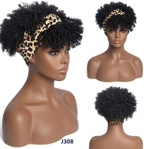 Perruque courte bouclée parfumée et charmante J308, bandeau en fibre synthétique pour femmes, convient à toutes les formes de visage - Product Image 1