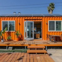 Contenedor prefabricado comercial móvil de 20 pies y 40 pies, sistema de energía solar extensible para oficina y hogar, contenedor de almacenamiento de paquete plano