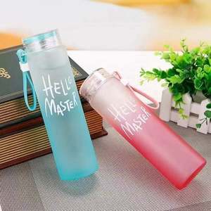 Wholesale Custom Logo <b>Letter</b> Water Cup Colorful Frosted Color Changing Glass Drinking Water Bottle <b>with</b> Lid - Product Image 2
