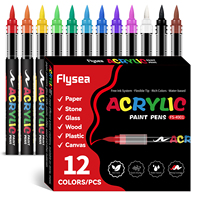 Stylos marqueurs à pointe pinceau en peinture acrylique, 12 couleurs, stylos à peinture acrylique de qualité supérieure pour la plupart des surfaces, fournitures d'art pour la création de projets DIY