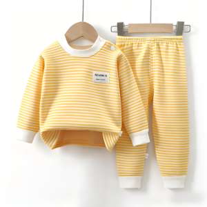 Enfants décontracté dessin animé épaissi sous-vêtement thermique ensemble <span class=keywords><strong>lait</strong></span> soie polaire doublé automne vêtements pantalons garçons filles bébé hiver - Product Image 3