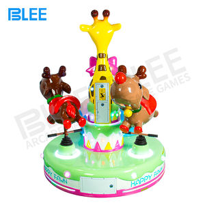 Machine de carrousel à pièces de monnaie pour enfants, divertissement, fantastique petit 3 joueurs animaux - Product Image 4