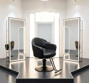 Fauteuil de barbier rétro noir, équipement de salon de coiffure, pivotant à 360 degrés, pour salons de coiffure. - Product Image 1