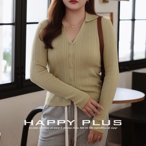 Pull en maille côtelée Happy Plus pour femme, épaisseur moyenne, anti-boulochage, manches longues, coupe ajustée, grandes tailles - Product Image 5
