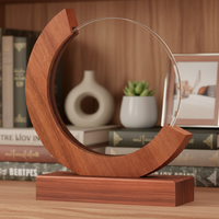 Trophée en cristal K9 avec base en bois ronde personnalisée, base en bois vierge, trophées en verre de cristal