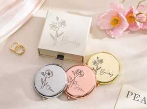 Espejo personalizado para despedida de soltera, invitado, amigo, regalo de aniversario, espejo de metal de bolsillo para maquillaje - Product Image 2