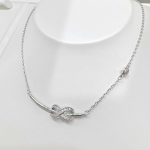 wholesale plata 925 sterling silver Minimalist Bowknot Pendant <b>Necklace</b> fashion Gold Plated Rhinestones Everyday Wear <b>necklaces</b> - Product Image 4