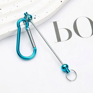 คลิปคาราไบเนอร์แบบ DIY ทนทาน พร้อมพวงกุญแจแบบ D-Ring อุปกรณ์เสริมสำหรับกระเป๋าเป้สะพายหลัง ตะขอเกี่ยวโลหะ พิมพ์ลายซิลค์สกรีน - Product Image 4