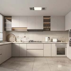 Armoires de cuisine en forme de L modernes et luxueuses personnalisées, nouveau design en bois contreplaqué mélaminé pour villas et appartements - Product Image 1