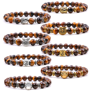 Braccialetti di Buddha in pietra naturale da uomo con pietra di tigre e pietra di potere energetico braccialetti di guarigione dell'amicizia regalo per lui - Product Image 1
