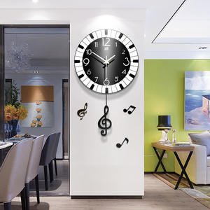 Notes de musique modernes, <span class=keywords><strong>grande</strong></span> horloge murale en bois avec <span class=keywords><strong>pendule</strong></span> pour décoration de maison, minimaliste, silencieuse, nouvelle collection - Product Image 1