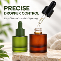 Flacon d'huile essentielle vert givré personnalisé de 300 ml avec bouchon à vis et flacon compte-gouttes en verre cosmétique avec boîte d'emballage