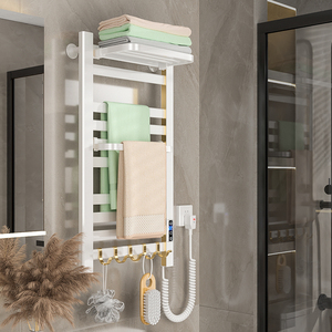 Porte-serviettes support <span class=keywords><strong>mural</strong></span> en aluminium sèche-linge chauffant étendoir salle de bain toilette rail chauffant sèche-serviettes électrique <span class=keywords><strong>radiateur</strong></span> - Product Image 3