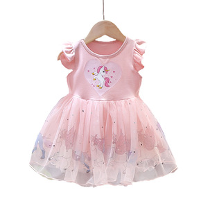Vestido de Verano 2025 <span class=keywords><strong>para</strong></span> <span class=keywords><strong>Niñas</strong></span>, Vestido sin Mangas <span class=keywords><strong>para</strong></span> Niña Pequeña, Falda de Princesa de Malla con Dibujos Animados, Tirantes Finos - Product Image 1