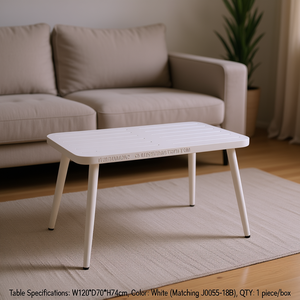 Tavolino da Caffè Moderno W120D70H74cm con Piano in Plastica Bianca e Struttura in Metallo, Design Minimalista per Arredamento Soggiorno - Product Image 2