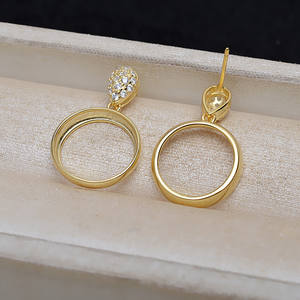 Support de boucles d'oreilles pendentif en argent S925 WENCHI, 15,5 mm, perle creuse à fond plat, apprêts de bijoux pour accessoires de sac DIY - Product Image 2