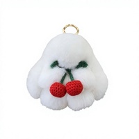 Porte-clés en peluche Lapin Cerise, pendentif animal en peluche doux, ornement à suspendre pour sac, mignonne poupée de dessin animé