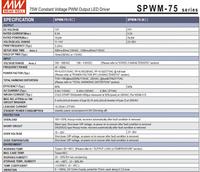 Alimentation LED Mean Well SPWM-75 75W, Driver DALI-2 DT8, Blanc Tunable RGBW, Sortie PWM pour Bande LED 12V 24V, Alimentation Dimmable