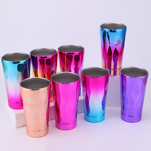 Taza termo de acero inoxidable de doble capa de gran capacidad gradiente galvanoplastia personalizable coche PC plástico vino cerveza - Product Image 1