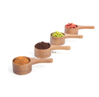 Lot de 4 cuillères à café en bois d'acacia de 40 ml, petites cuillères à café en bois, cuillères à café pour pots et récipients