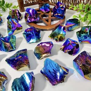 Obsidienne noire brute, pierre naturelle, décorations en cristal pour la maison, électroplaquée, pierre de guérison - Product Image 4