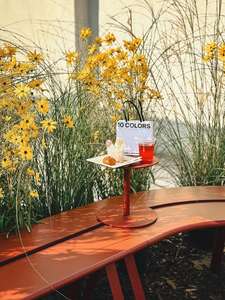 आधुनिक अनियमित आकार आउटडोर बेंच सेट क्रीम सफेद धातु की मेज चल स्टूल हल्के हल्के पार्क बालकनी के लिए आसान साफ - Product Image 4