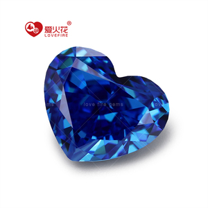 Gema artificial suelta de tamaño completo, <span class=keywords><strong>piedras</strong></span> de cz, azul oscuro, 4K, corazón de hielo picado, Circonia cúbica - Product Image 1