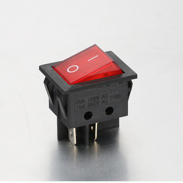 Double-poles Double Throw Rocker Switch Red Illuminated 2 Pin Rocker Switch 15A 250VAC 20A 125VAC on OFF T120
