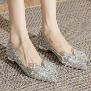 Zapatos de Novia Estilo Francés para Mujer, Zapatos de Baile Impermeables, Zapatos Planos de Princesa para Boda, de Dos Piezas, con Tacón Bajo y Cristales - Product Image 6