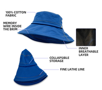 Gorra de pescador plegable personalizada Unisex, sombrero de pescador de algodón de ala ancha con protección solar superior