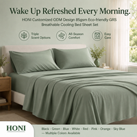 Ensemble de literie HONI Premium Classic Style en tissu polyester, 4 pièces, 100 fils, pour lit double, avec drap plat, pour usage domestique