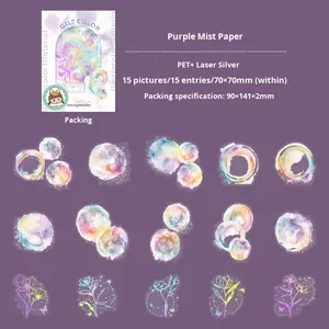 15 pièces de stickers PET argentés à chaud, série dorure, pour décoration d'album de scrapbooking, <span class=keywords><strong>collage</strong></span>, style vintage - Product Image 6