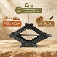 Cric ciseaux manuel 0,8 tonne pour voiture, élévateur de pneus robuste en acier 80-270 mm, outil d'urgence portable pour véhicule, taille compacte