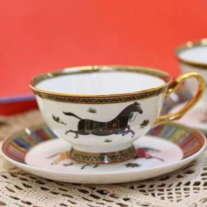 Wholesale Classic British Style Porcelain Tea <b>Cup</b> <b>Set</b> Gold Bone China with Horse Motif Ceramic Coffee <b>Cup</b> <b>Sets</b> for Home Use - Product Image 1