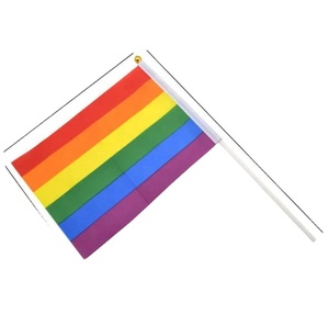 Produit promotionnel, vente chaude, fourniture directe d'usine, vente en gros, drapeau à main miniature en polyester pas cher, arc-en-ciel - Product Image 3