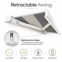 Auvent rétractable motorisé de qualité supérieure, imperméable, pour terrasse extérieure, protection solaire pour balcon avec commande à distance par application LED