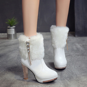 All'ingrosso scarpe da donna taglie forti nuove stivaletti con tacco alto stivali da donna di peluche alla moda da donna - Product Image 6